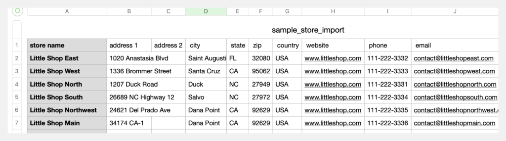 store locator sample csv template