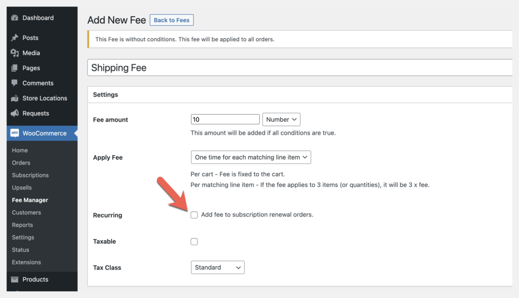 fee manager recurring