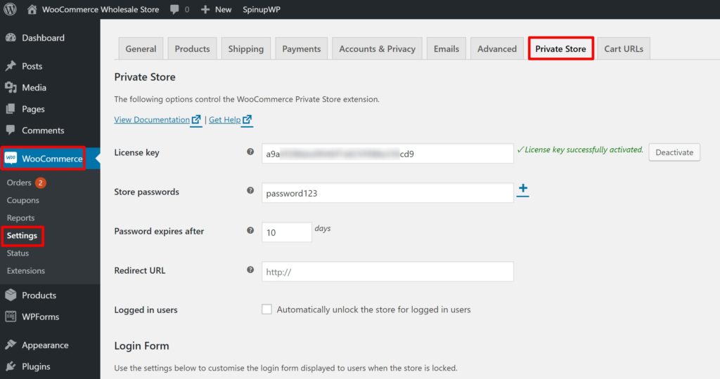 Woocommerce Settings Private Store Tab
