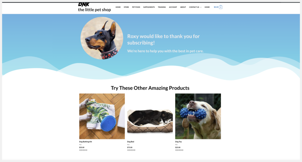 featured products on thank you page