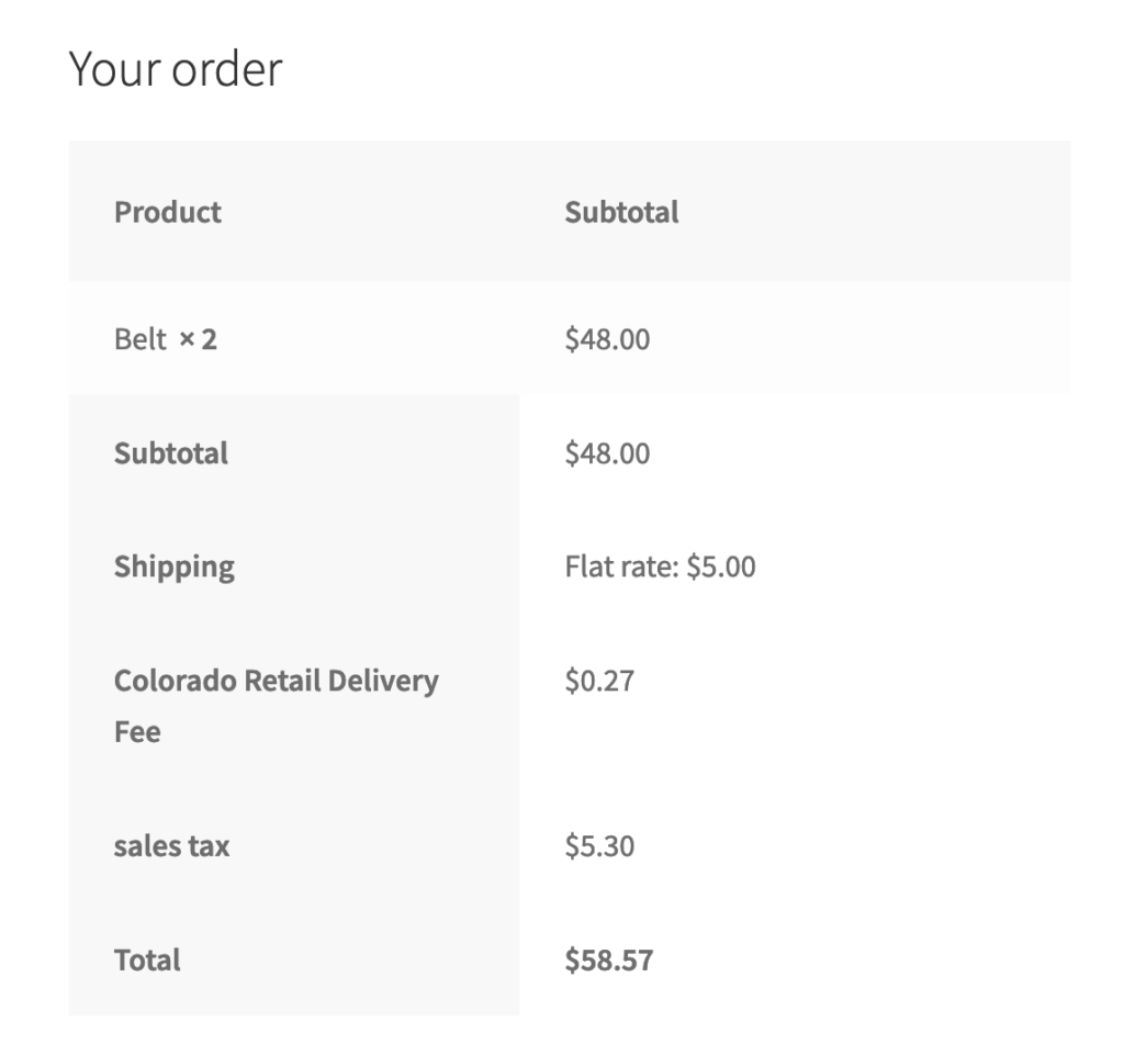 How to add "Colorado Retail Delivery Fee" to