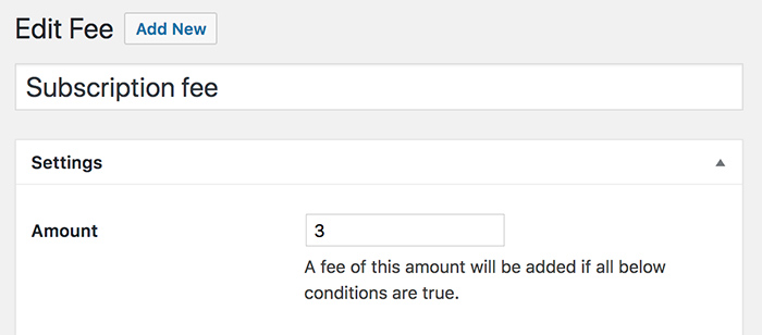  WooCommerce Fee Manager - Fee Amount