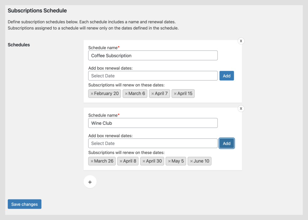 Custom woocommerce renewal schedules