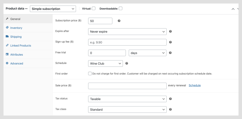 Subscriptions Select Schedule